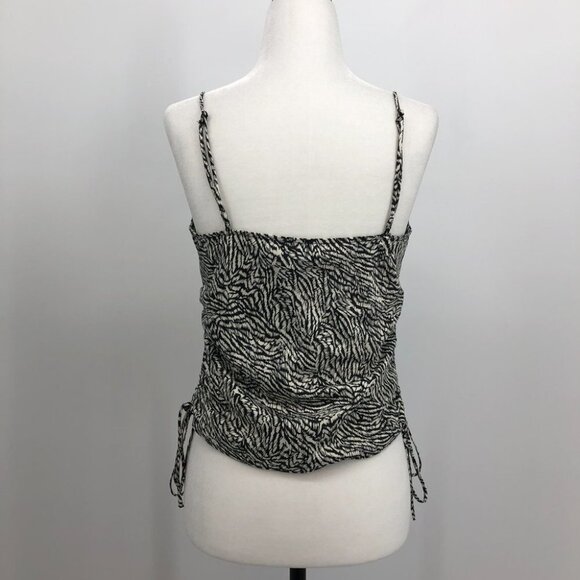 Dynamite black white satin finish Hazel Drawstring Side Cowl  Neck Cami SP - Picture 4 of 16